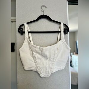 EUC Zara White Denim Corset Top Size XXL